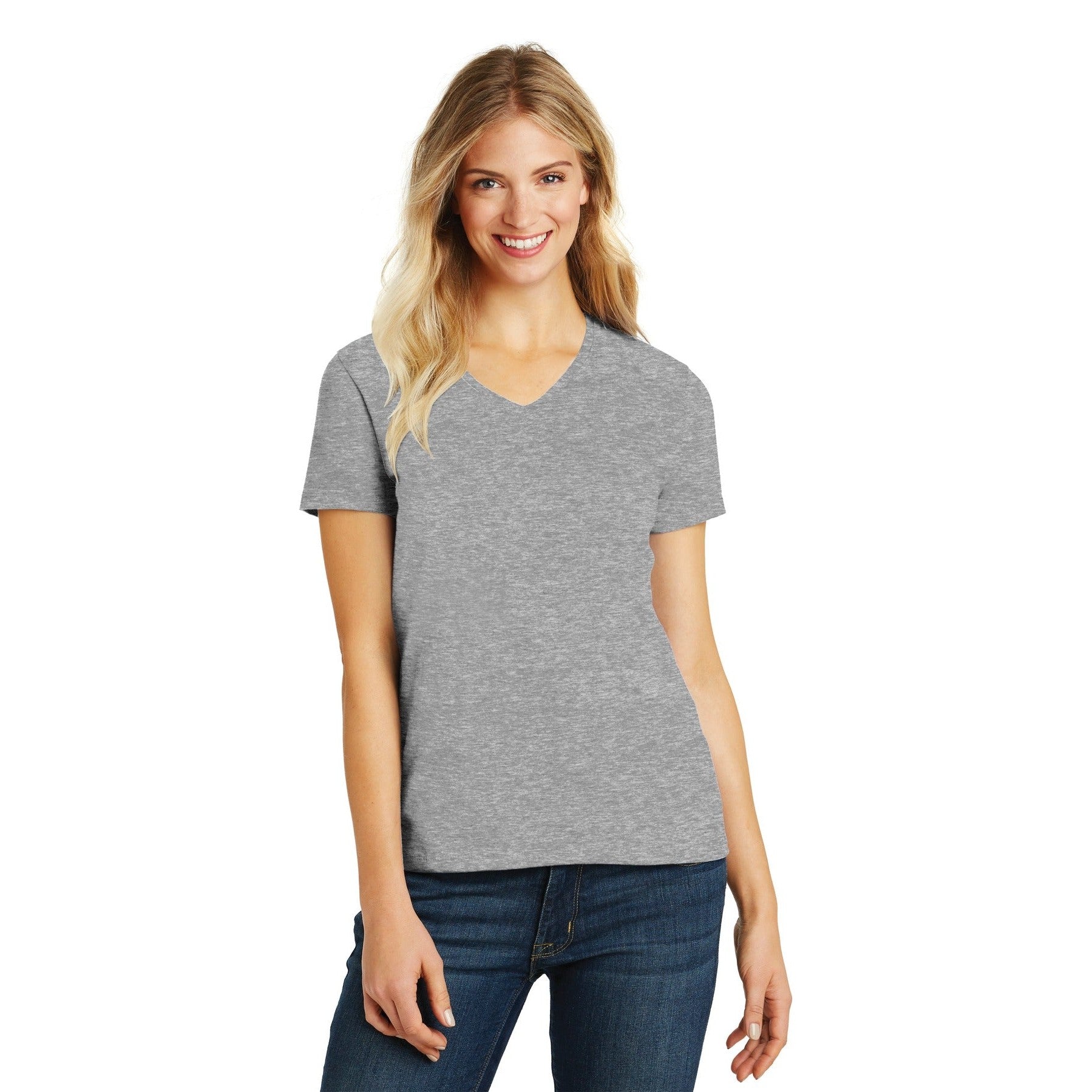 District-District® Women's Perfect Blend® CVC V-Neck Tee. DM1190L-MedTech-17